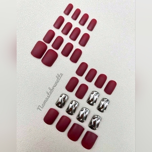 Red Wine Matte Press On Nails - Picture 5 of 14